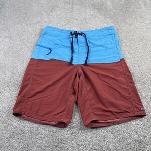 Patagonia Board Shorts Mens 31 Blue Red Waveline Wavefarer Engineered Swim Trunk
